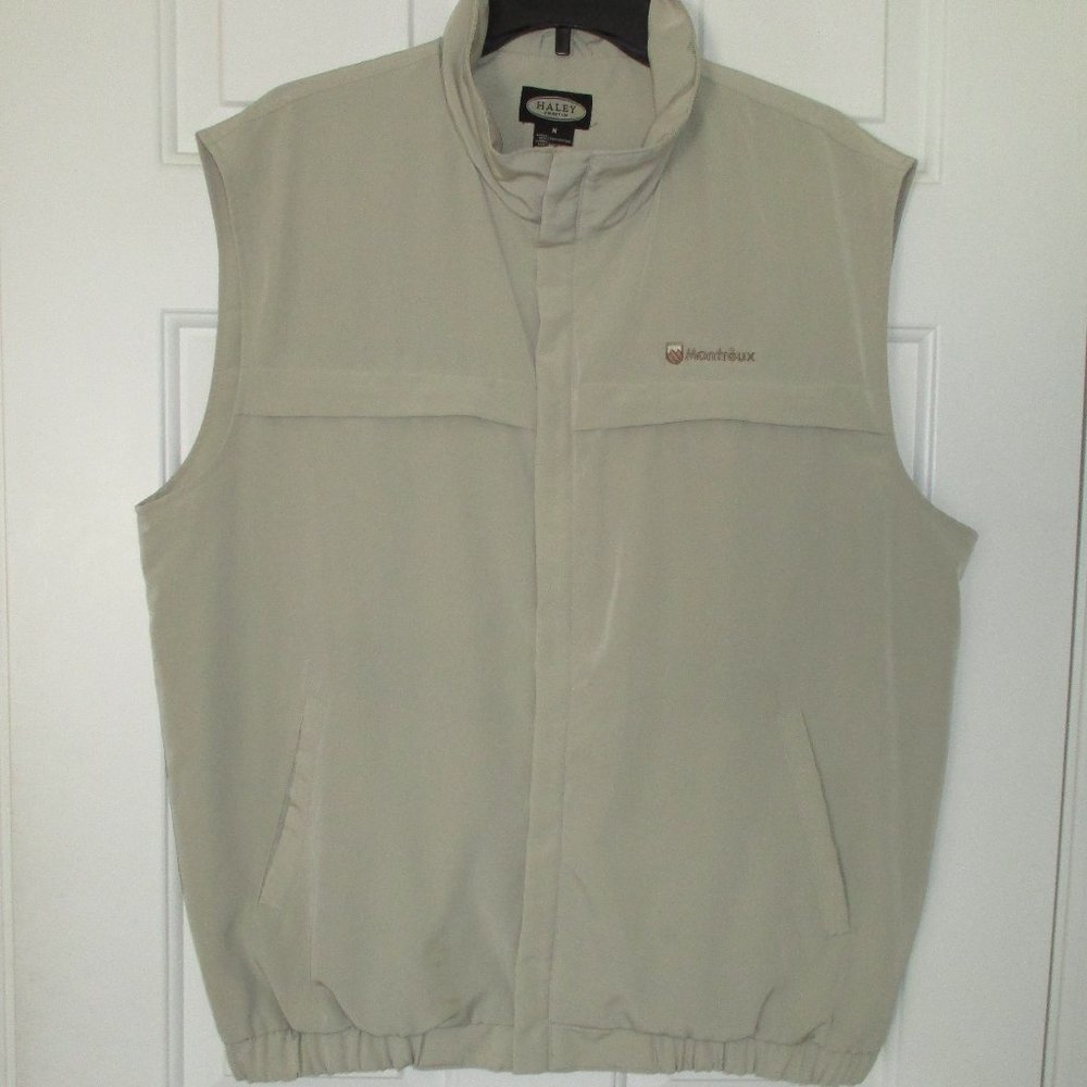 Haley Reserve Mens Montreux Golf & C.C. Beige Full Zip Mesh-lined Vest NWOT - M